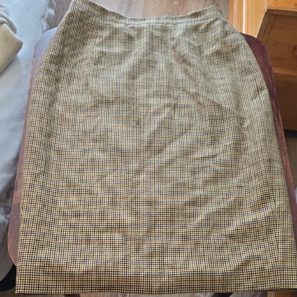 Burberry Tan Checkered Pencil Skirt